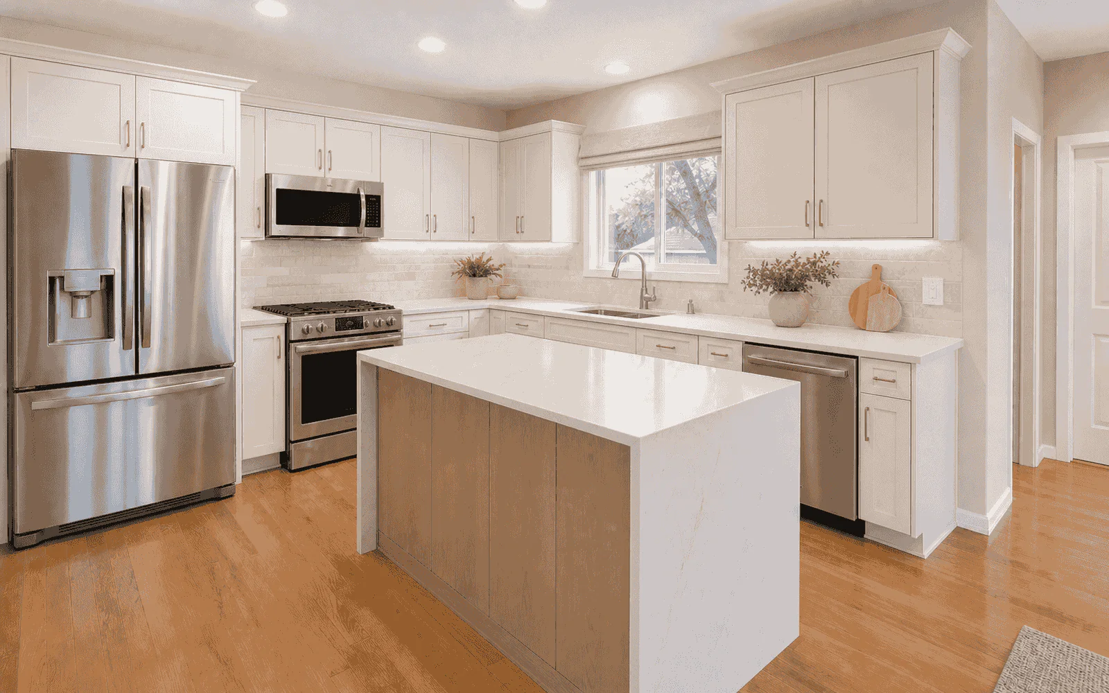 AI visualization of a remodeled kitchen shown on a tablet