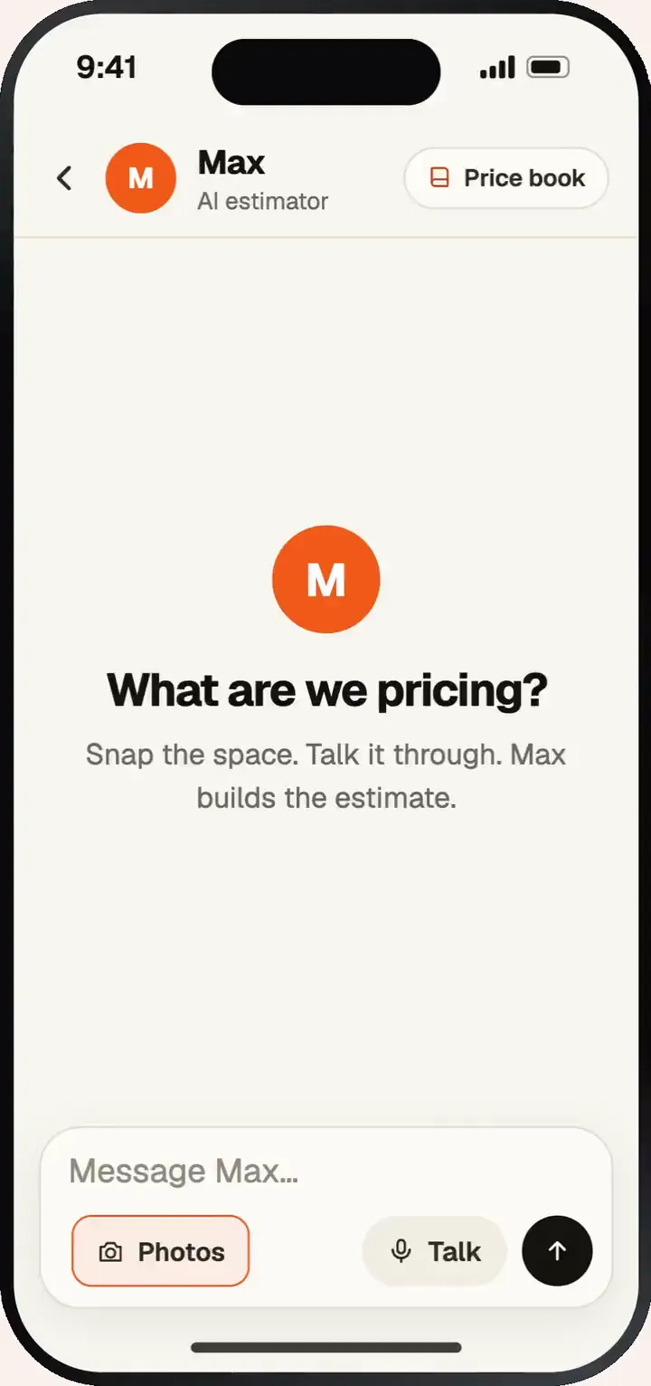Estimado Max turns phone photos into an itemized estimate